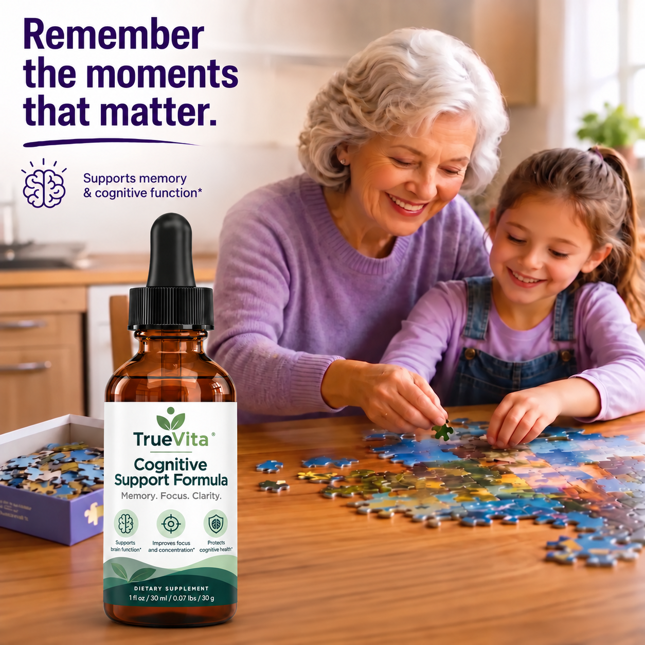 TrueVita cognitive support sublingual dropper bottle