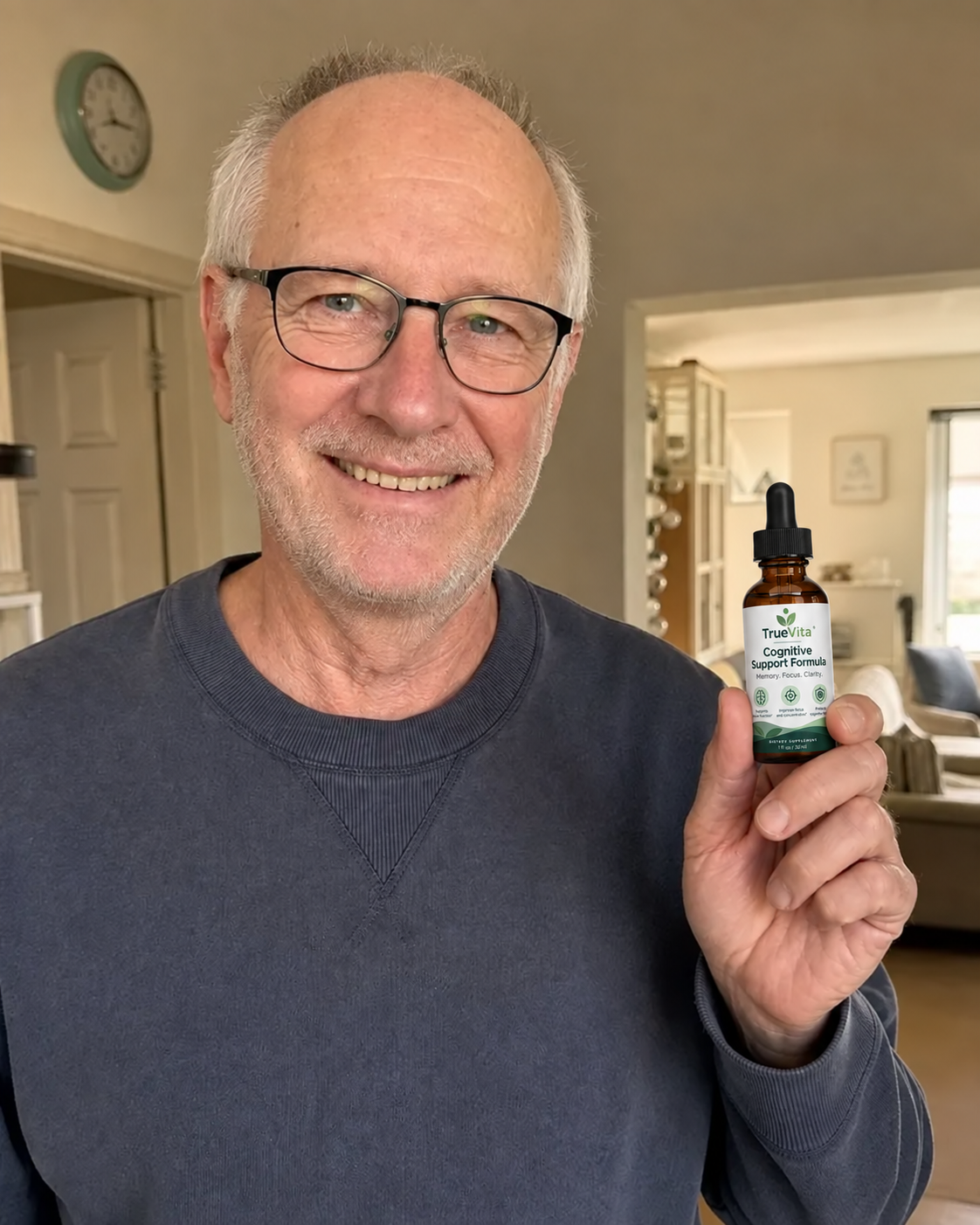 Walter H., 71 — TrueVita customer holding his bottle